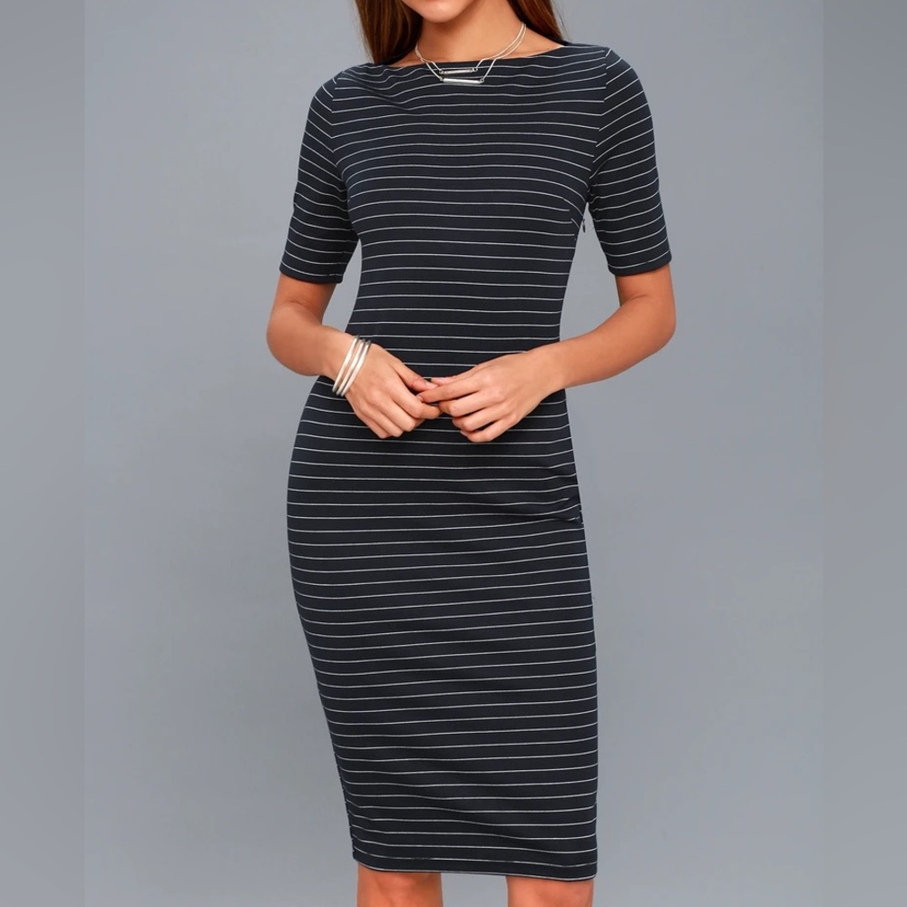 Lulu’s Striped Bodycon Midi Dress